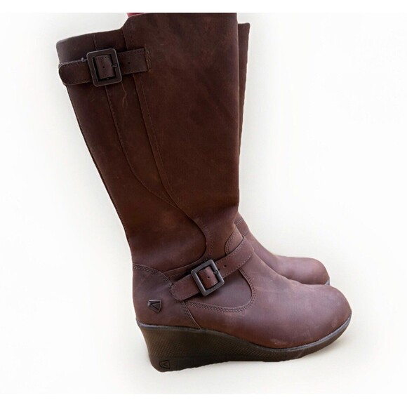 Keen Women’s Brown Mid-Calf Wedge Boots – Zip Up (Size 6.5 US) Fall Winter - Picture 8 of 11